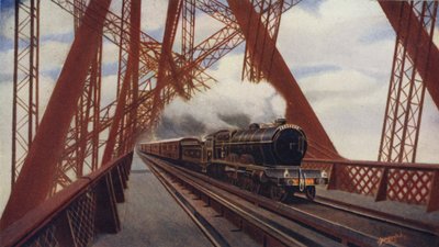 The Flying Scotsman crossing the Forth Bridge, North British Railway by English School